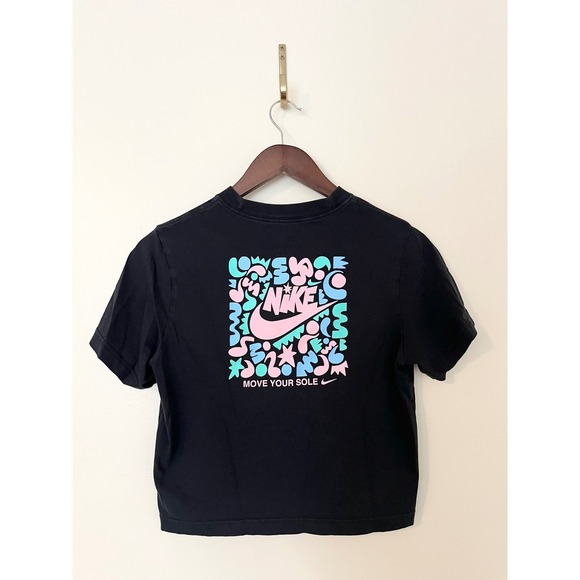 Nike Other - NIKE Kids Black Loose Fit Graphic Tee Move Your Sole Pink Logo Size M